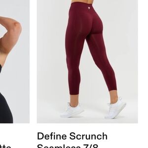 Womens Best define scrunch leggings 7/8 small color deep cherry